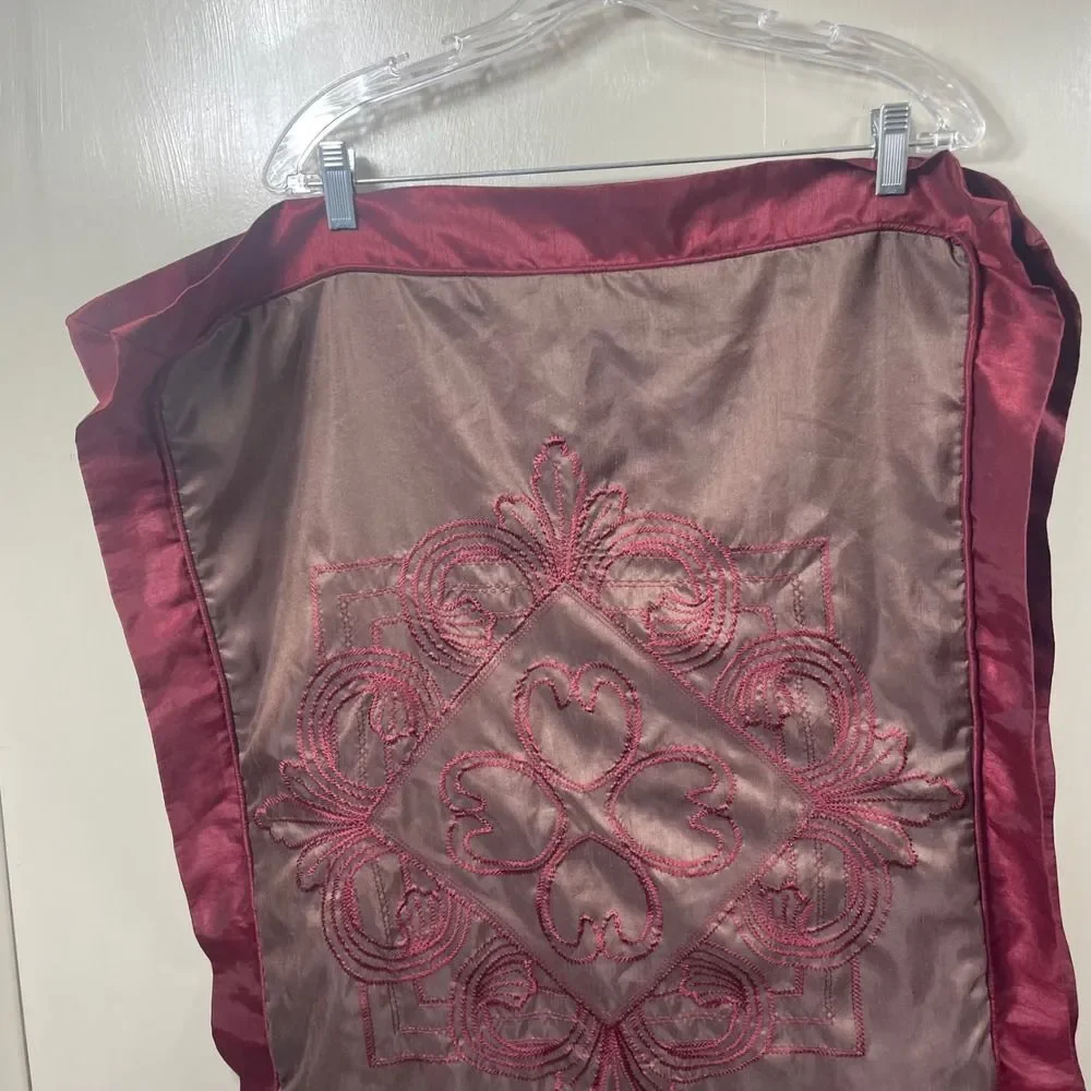 Chris Madden JCP Home Euro Sham Brown Burgundy Embroidered Medallion‎ 31x24.5